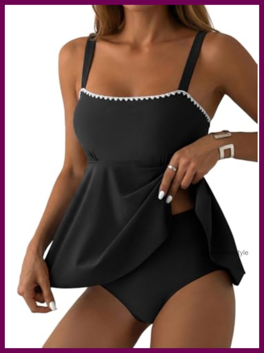 Aleumdr Tankini Swimsuit Womens High Waisted 2 Piece Bathing Suit Shell